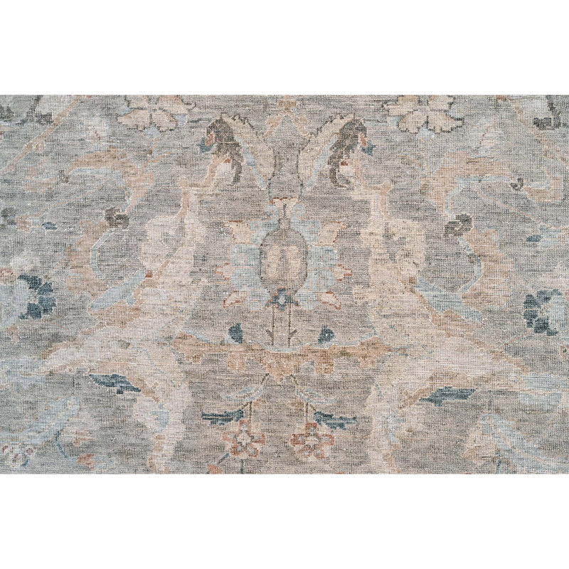 Tapis gris clair noué à la main de haute qualité, Rectangle 9 pi x 12 pi