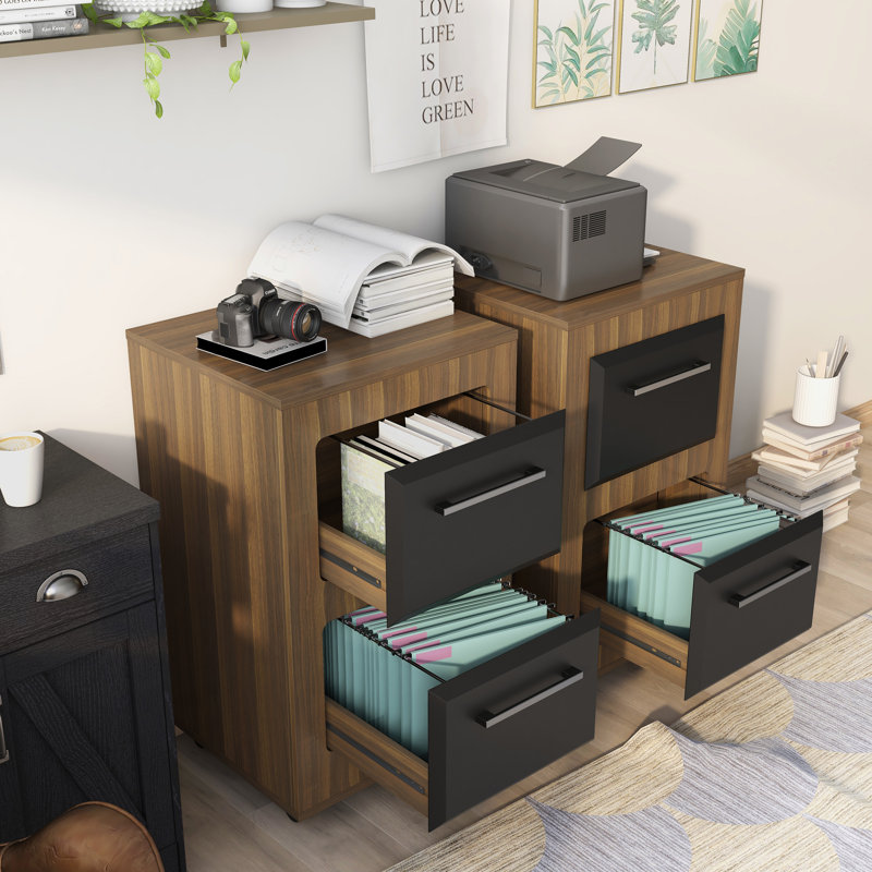 Kettering 21.02'' Wide 2 -Drawer Mobile File Cabinet, Light Walnut