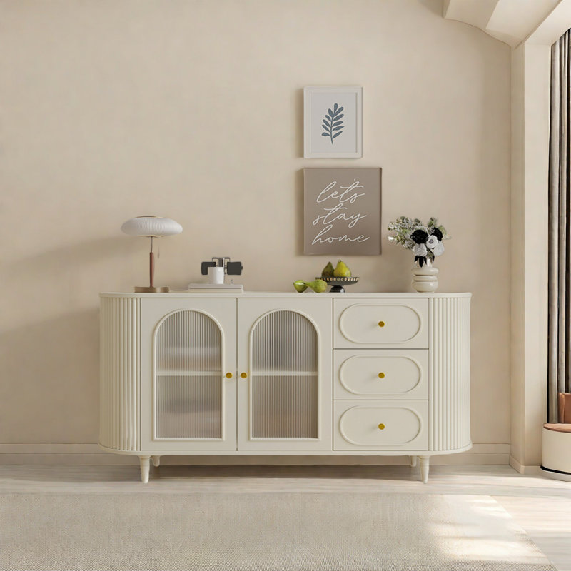 Armoire de rangement de style crème, H 35,43 po x l 62,99 po x P 15,75 po