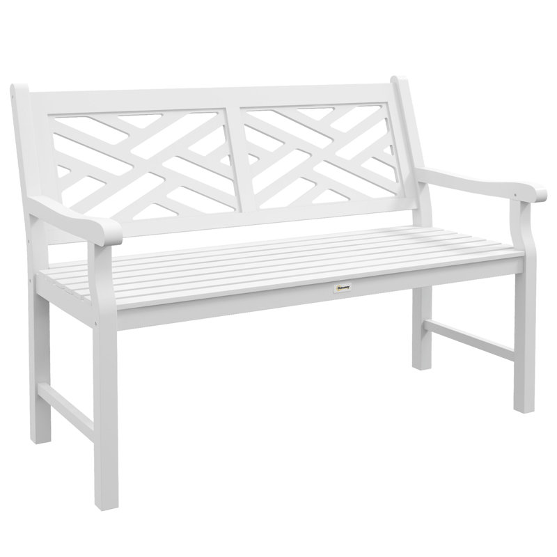Heriberto Solid Wood Poplar Outdoor Bench, White