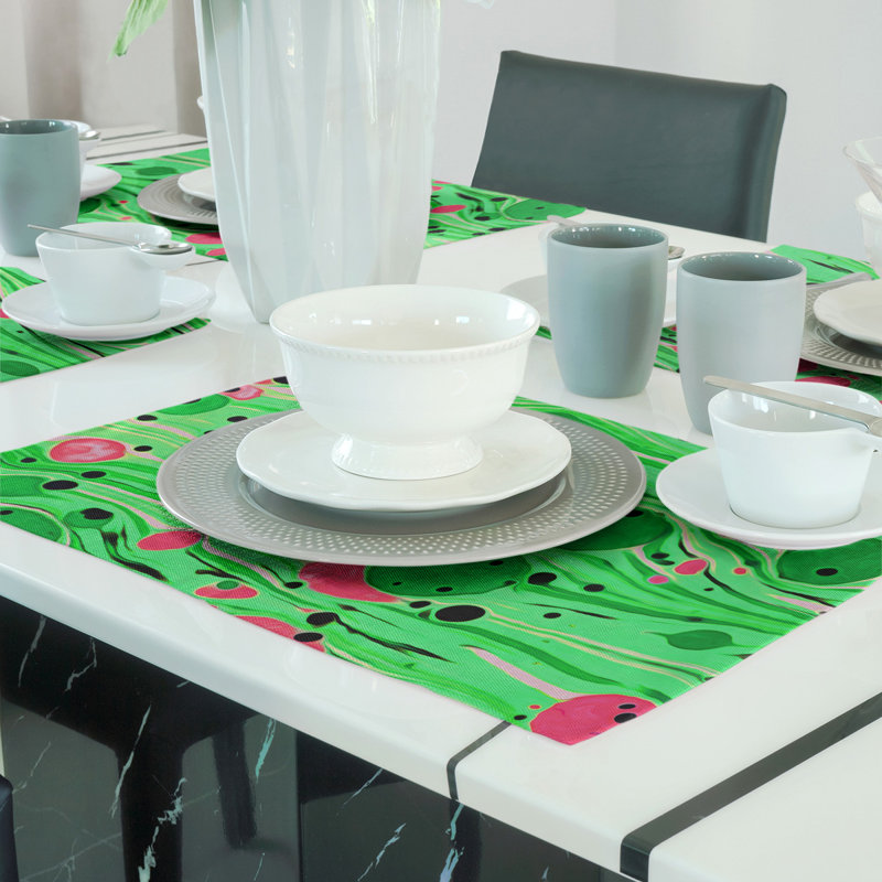 Récapitulatif de coton 18" à tourbillons paint, Vert et rose, Sergé de coton
