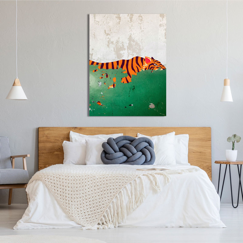 Plaster Tiger by Masterfunk Collective - Wrapped Canvas Painting, 100cm H x 70cm W x 4cm D