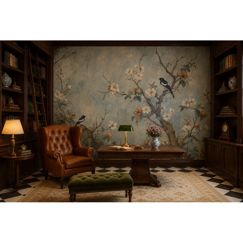 Papier peint Chinoiserie, 120 po x 96 po, Non tissé