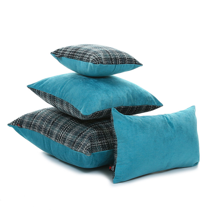 Deemer Plaid Square Throw Cushion, Blue, 28 x 28cm