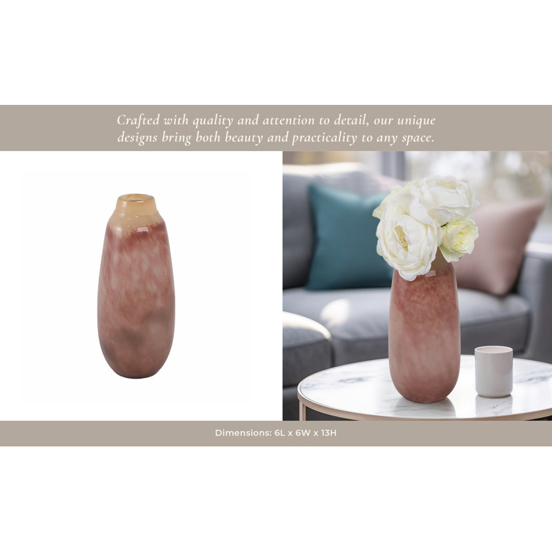 Kano Handmade Glass Table Vase, 13" H x 6" W x 6" D