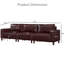 Canapé trois places de luxe de 112 po bordeaux, revêtement en cuir PU respirant, structure en bois massif et confort d'assise optimal pour salon, style milieu du XXe siècle, appartement
