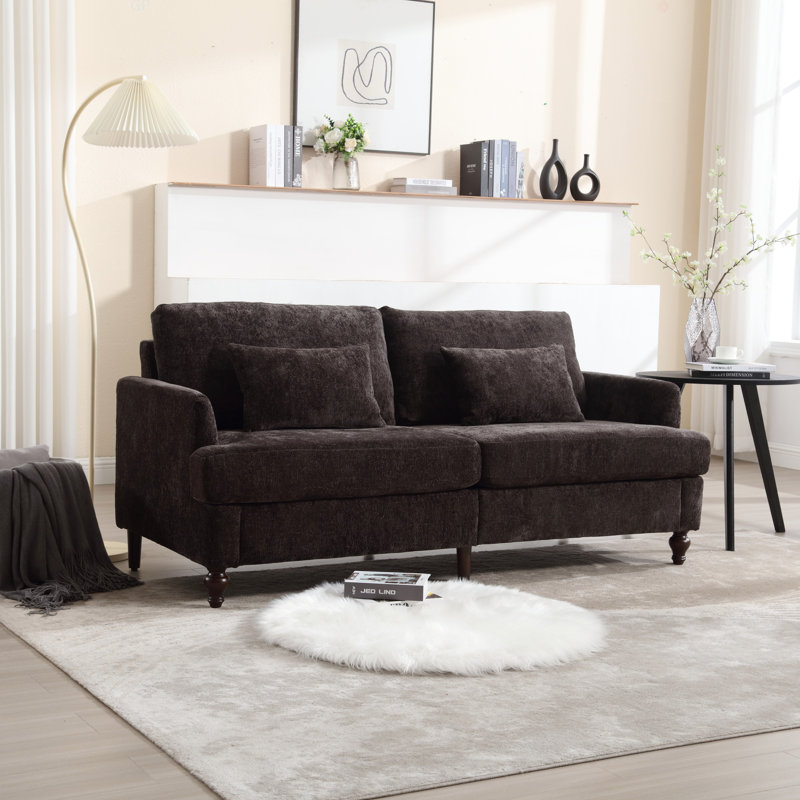 Canapé en chenille de style Mid Century, Noir