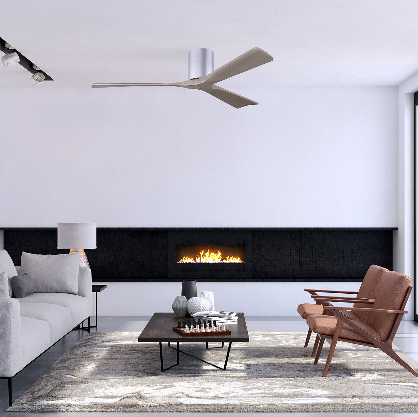 Olivier Ceiling Fan, Brushed Nickel, Gray Ash Tone, 60"