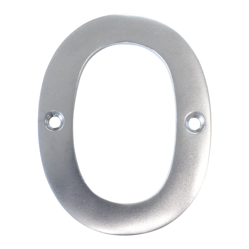 Numéro de maison laiton à fixation en surface, 0, Chrome satiné, H 4 po