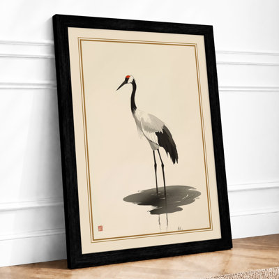 Crane in Stillness Japandi - Framed Print