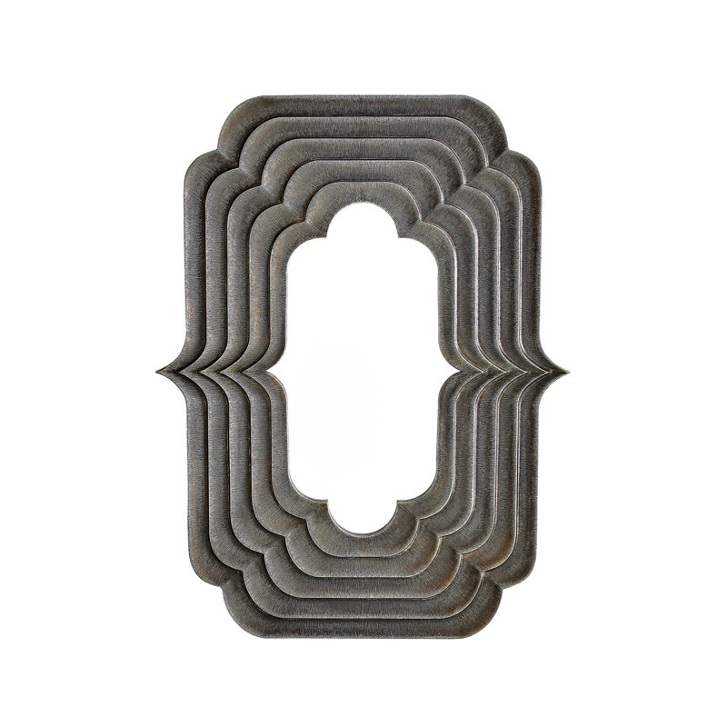 Sequential Scalloped Metal Beveled Wall Mirror, 59.5" x 45"