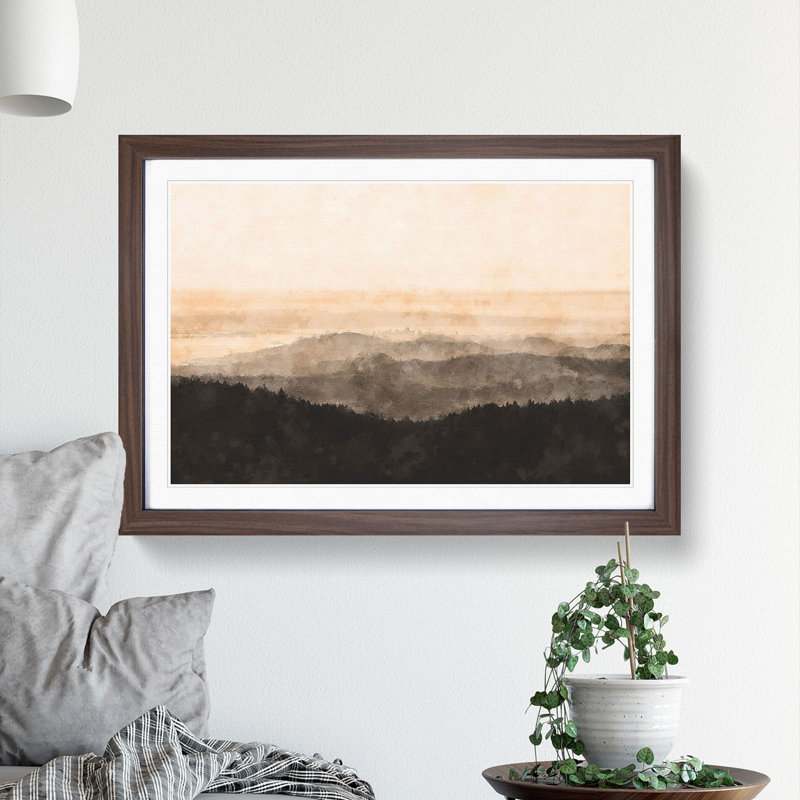San Francisco Beyond the Hills - Picture Frame Painting Print, 33cm H x 45cm W x 2cm D, Walnut Framed