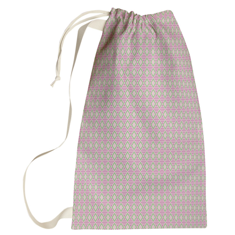 Sac à linge à motif géométrique, Petit (H 64 po x l 20 po x P 1,5 po), Rose