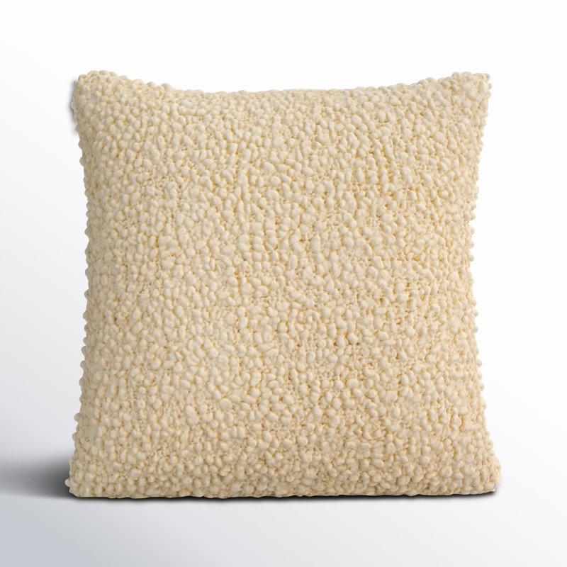 Anella Polyester Throw Square Pillow Cover, H 18 po x l 18 po, Beige, Inférieur