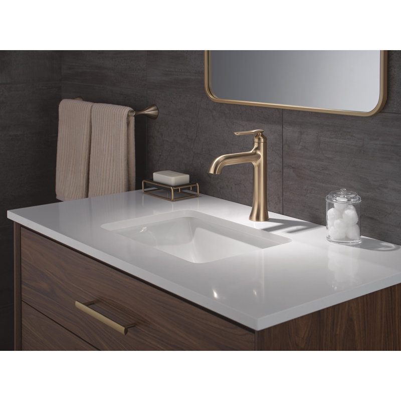 Single Handle Mid-Height Bathroom Faucet, Lumicoat Champagne Bronze