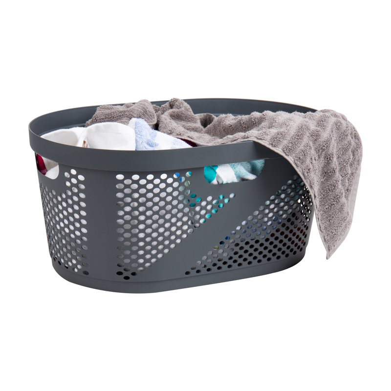  40L Laundry Basket, Clothes Hamper, Ventilated, Plastic, 23"L x 14.5"W x 10.5"H, 2 Pack, Gray