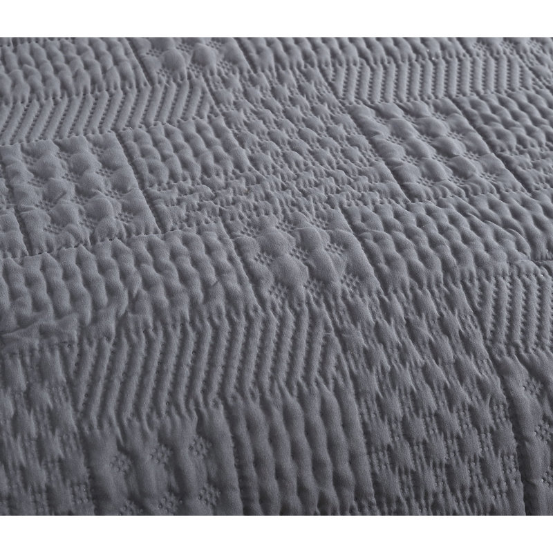 Ensemble d'édredon réversible moiré Yardley, Gris, Édredon simple et 7 pièces supplémentaires