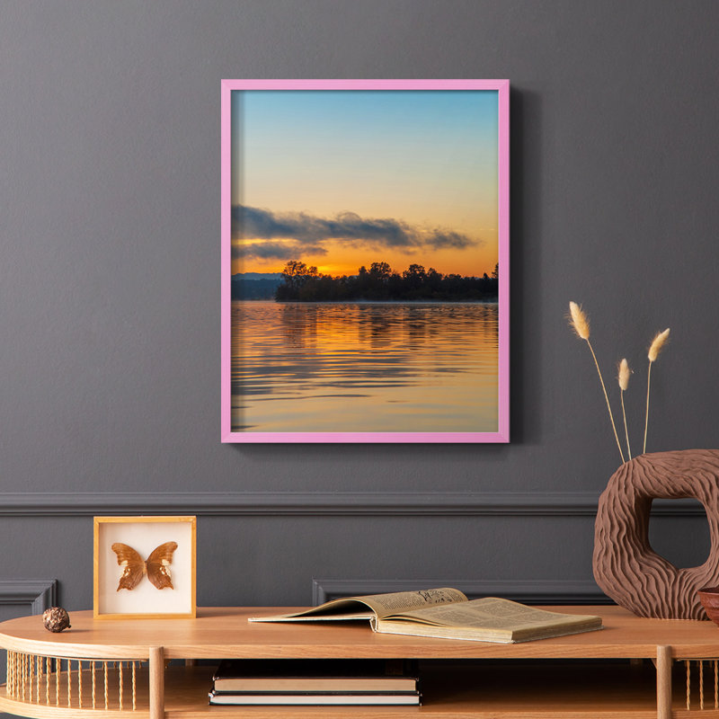 Molten Gold Framed Print - Solid Wood, Pink, 10" H x 8" W