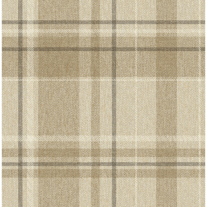 Harris Plaid Chevron Wallpaper, Brown