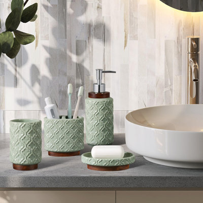 Ensemble d'accessoires de salle de bain 4 pièces Porte-brosse à dents Distributeur de savon Céramique