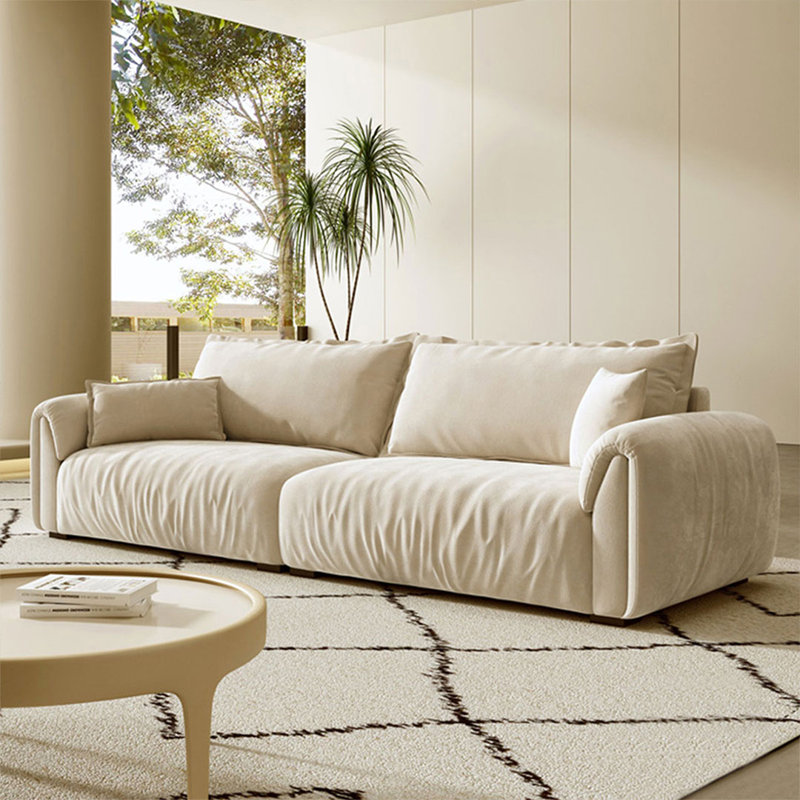Coussin modulaire en polyester blanc cassé, H 33,46 po x L 110,24 po x l 39,37 po