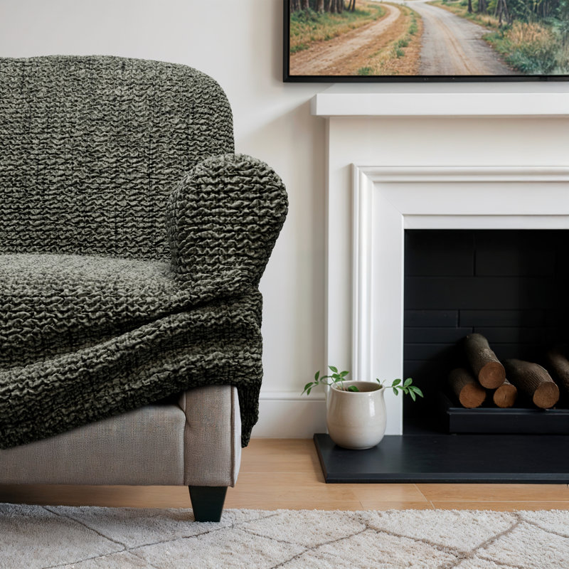 Housse extensible pour canapé - Durable et élégante - Collection Printed, Gris mousse Vittoria, L 85 po