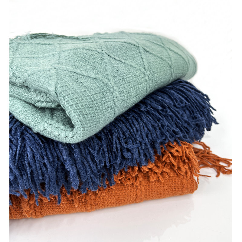 Irregular Rhombus Knitted Throw Blanket, Camel