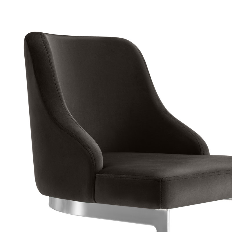 26-Inch Velvet Grey Upholstered Bar Stool with Metal Frame