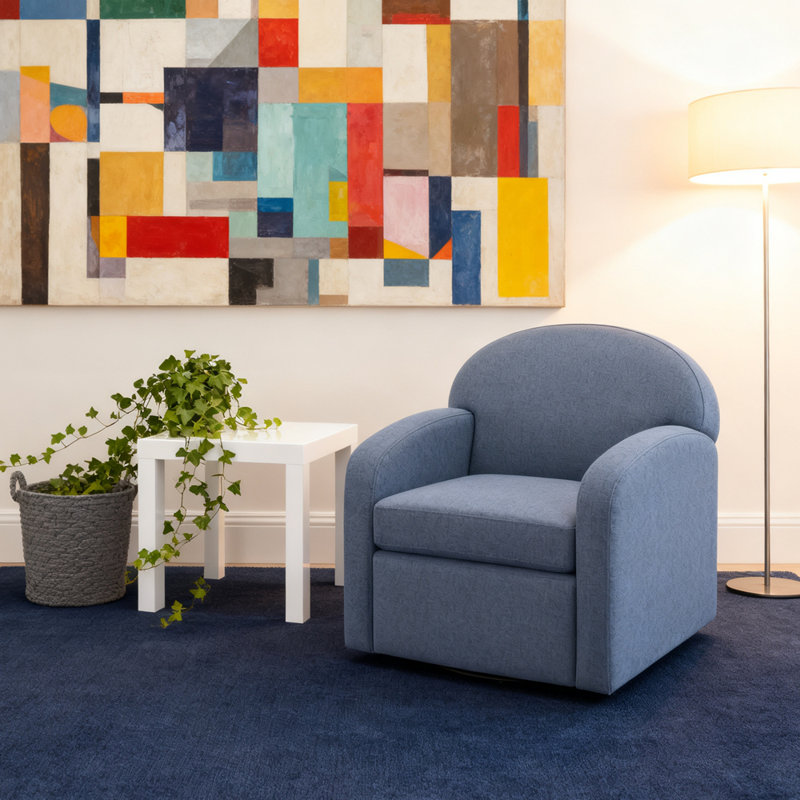 Chaise pivotante bleue moderne, Bleu