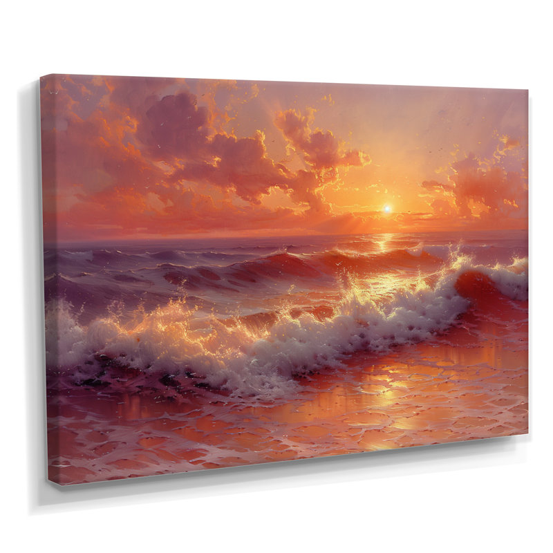 Beachside Sunset Paradise - Art mural plage, H 12 po x l 20 po, Toile tendue