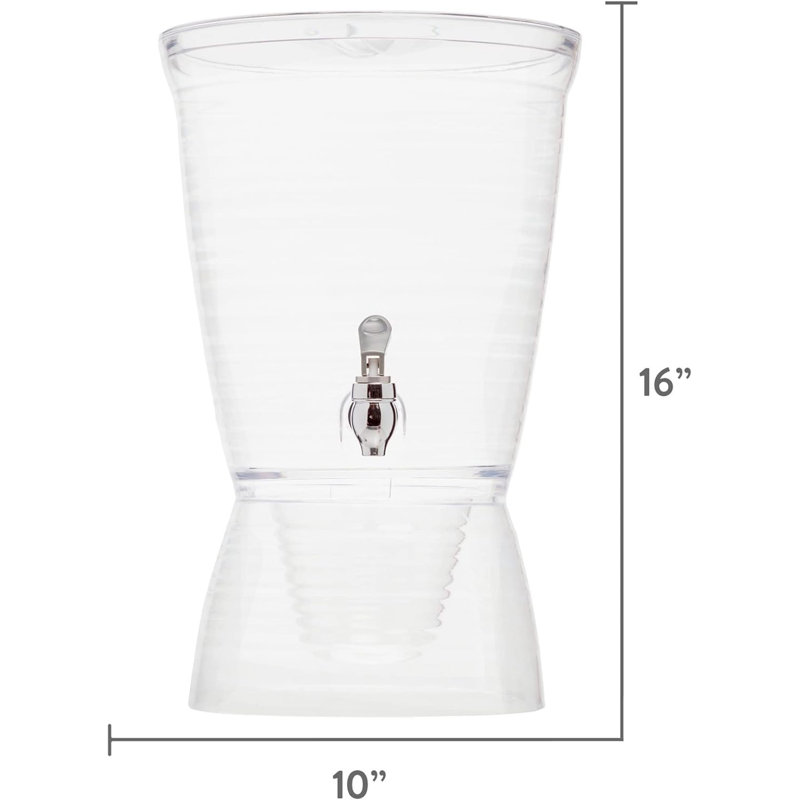 Beverage Dispenser, 2.5 Gallons, Transparent, (1 Unit)