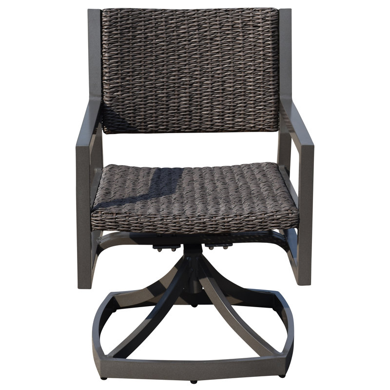 Venice Grey Taupe Swivel Patio Dining Armchair with Synthetic Wicker Weave