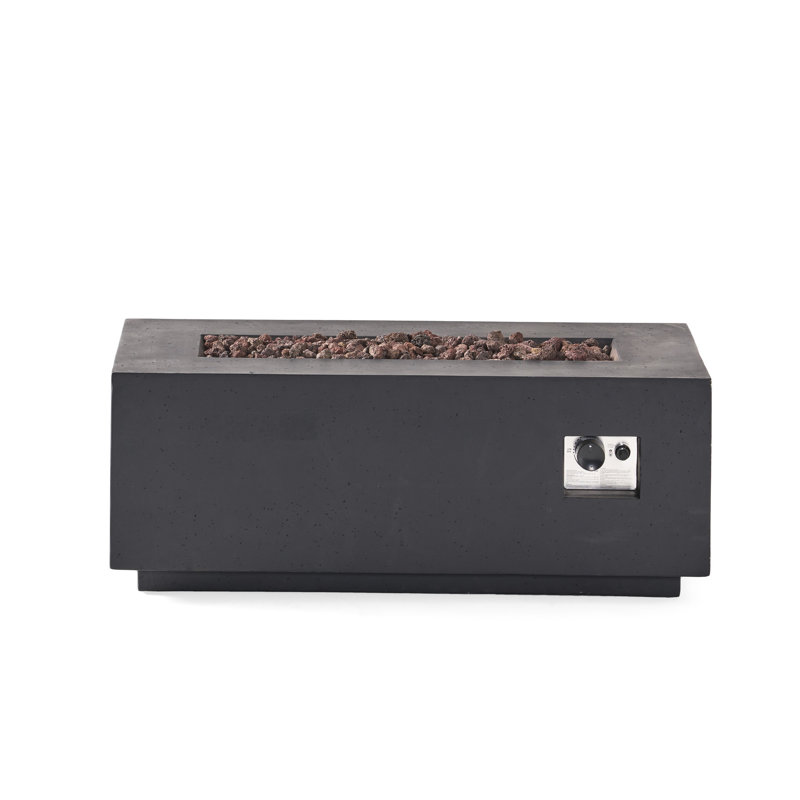 40,000 Concrete Outdoor Fire Pit, 40" Square, Grey - Heat Your Area Transform Space Into Warmth, Dark Gray
