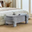 Grand pouf avec rangement, banc en bois chenille de 124 cm, gris moderne pour la maison-557001192