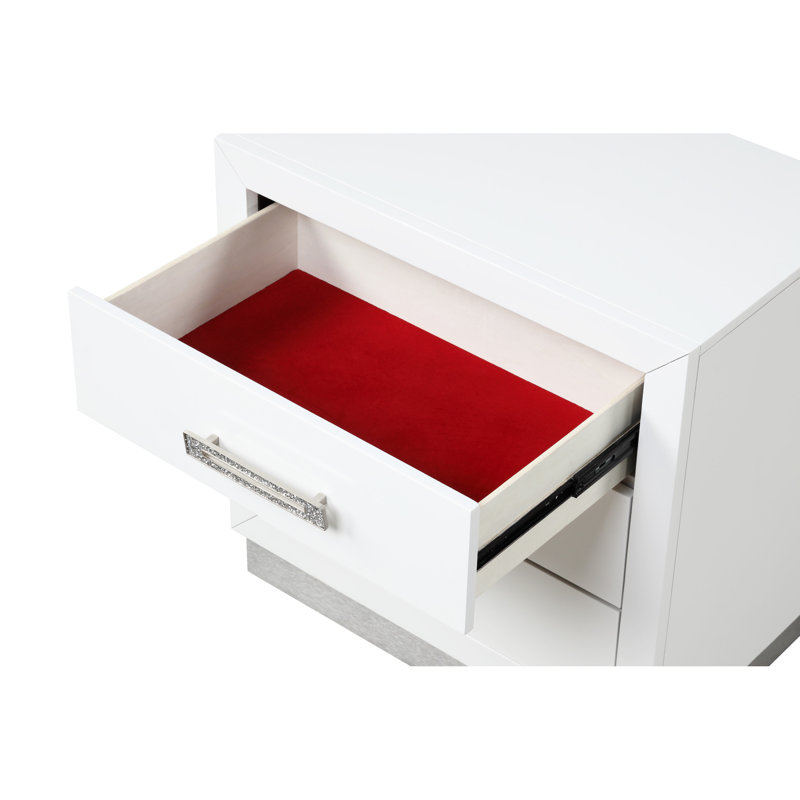 Table de chevet blanche laiteuse 3 pour une chambre à coucher contemporaine attrayante avec rangement pratique