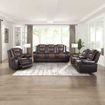 Lenhof 3-Piece Faux Leather Manual Reclining Living Room Set by Red Barrel Studio