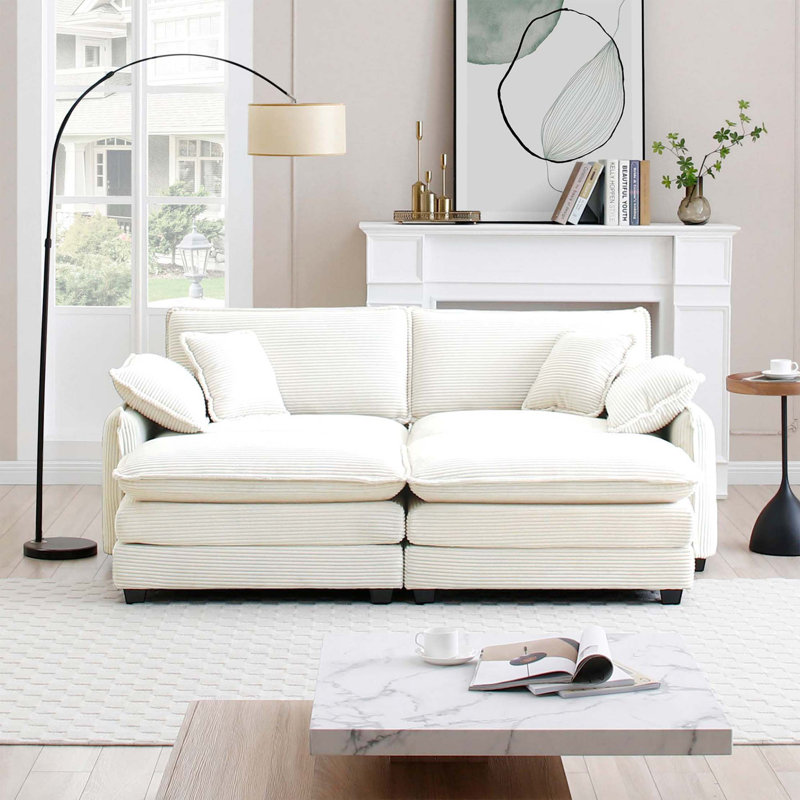 Canapé de cinéma deux places avec repose-pieds, Beige