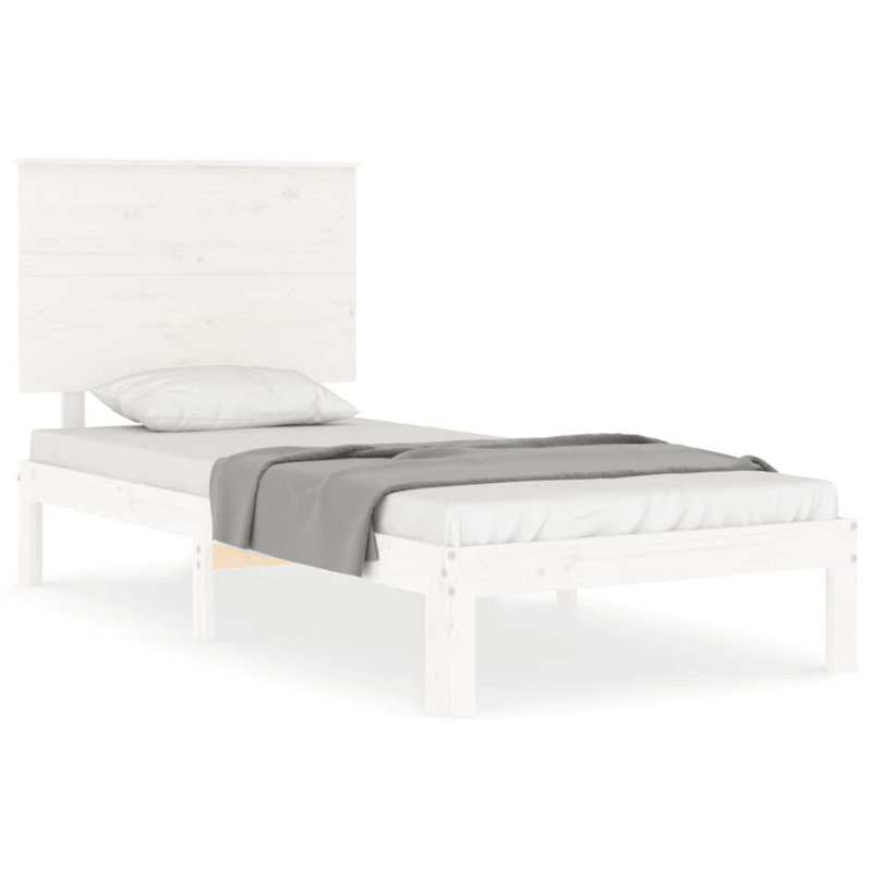 Bed Frame with Headboard, White, European Single (90 x 200cm)