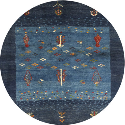 Tapis contemporain gris foncé / bleu marine Kenery