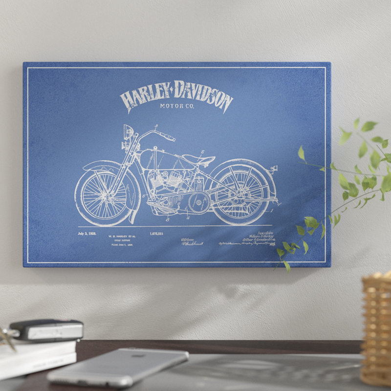 «Harley-Davidson Motorcycles II», impression sur toile, H 8 po x l 12 po x P 0,75 po, Pas de tapis, Toile tendue