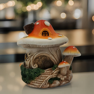 3.75"H Orange Mushroom Incense Cone Burner