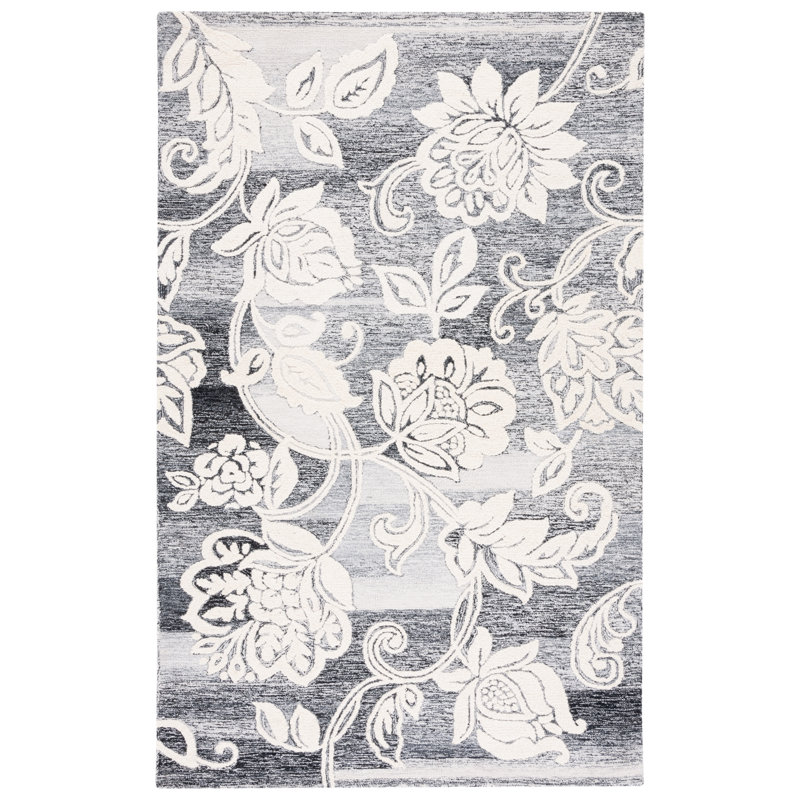 Jardin Hand Tufted Performance Floral Rug, Rectangle 4' x 6'
