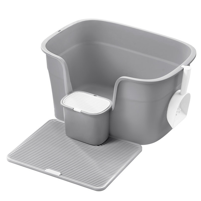 Polypropylene Litter Box with Scoop, Grey