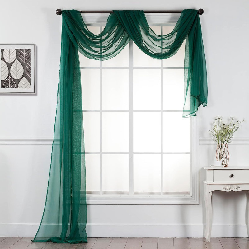 Giannoula Sheer Window Scarf Single Panel, 54" W X 216" L, Hunter Green