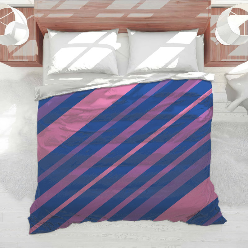 Pink Blue Striped Comforter, Twin
