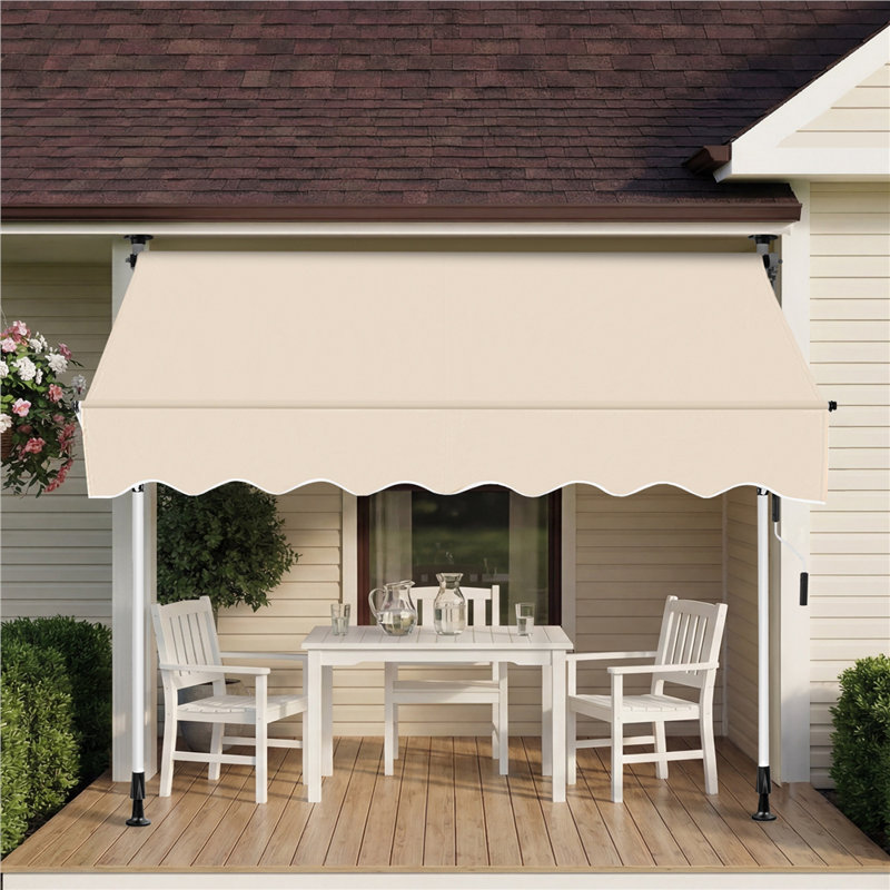 Retractable Patio Awning, Beige, 300cm H x 200cm W x 120cm D