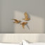 Ensemble de 3 décorations murales d'oiseaux flottants en polystone métallique-2117833471-2032393553