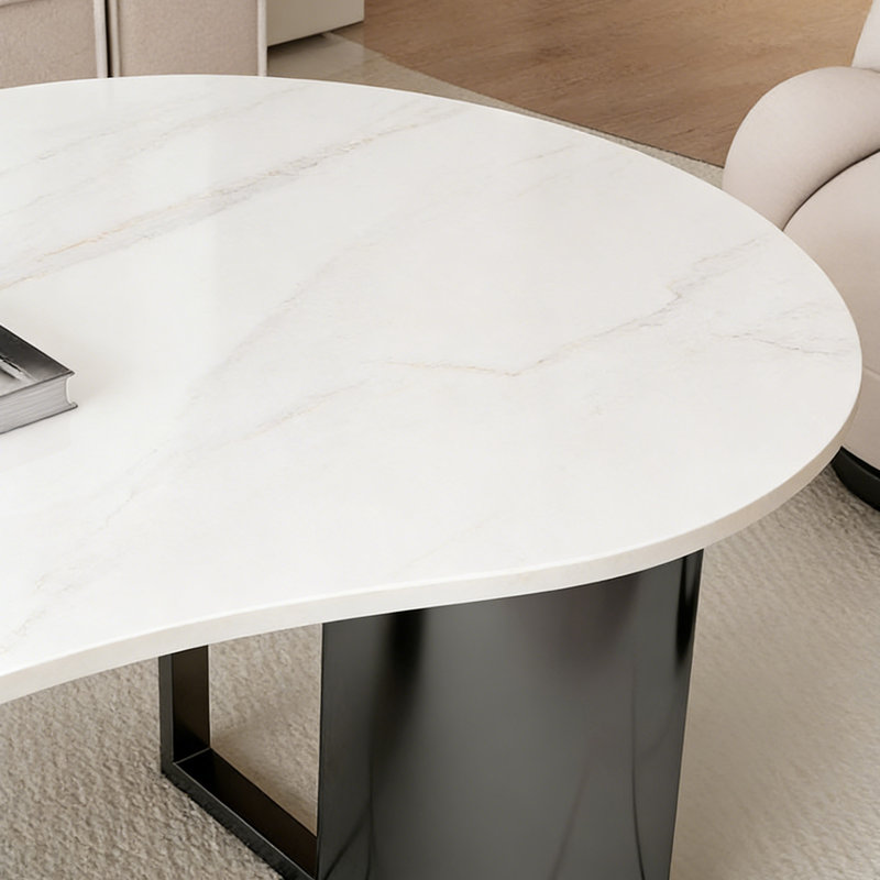 Table basse Modern Slate Home, Blanc / noir / gris clair, H 17,71 po x L 55,11 po x l 27,55 po