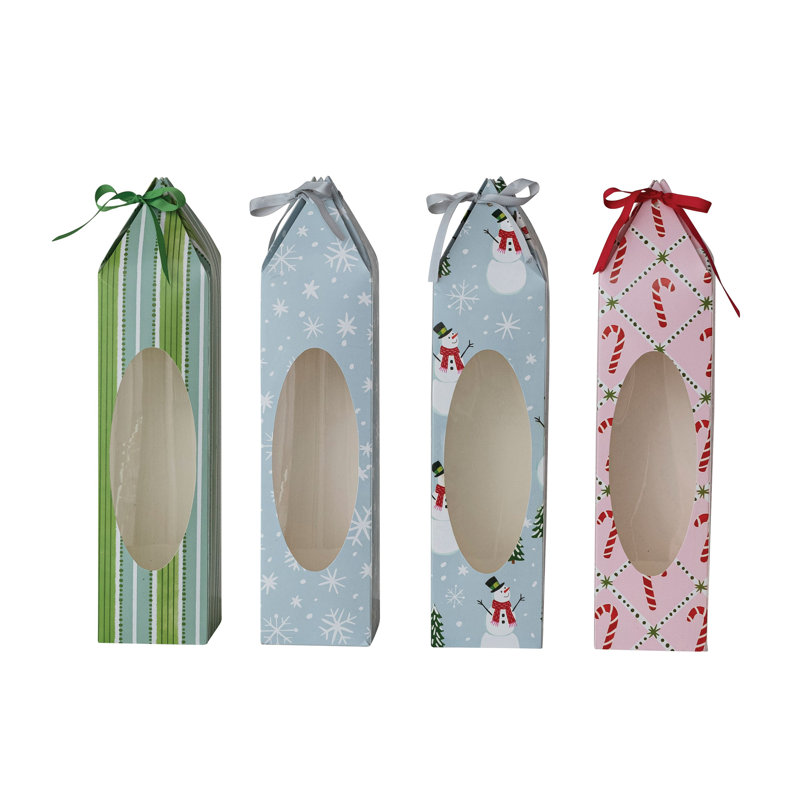Holiday Motif Paper Gift Box with Acetate Window