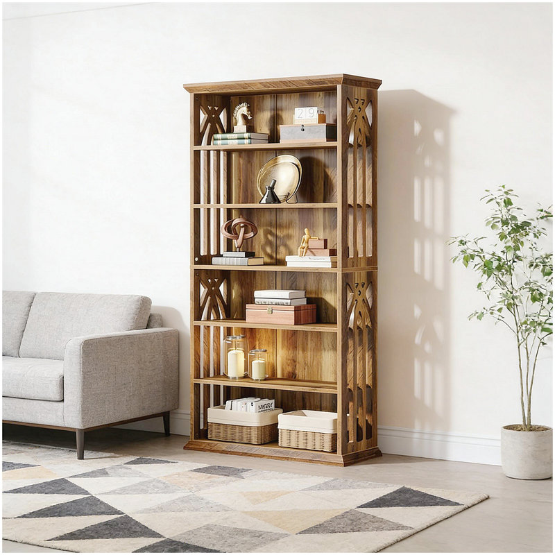 Storage Cabinet,Farmhouse Style Display Shelves,Spacious Bookshelf